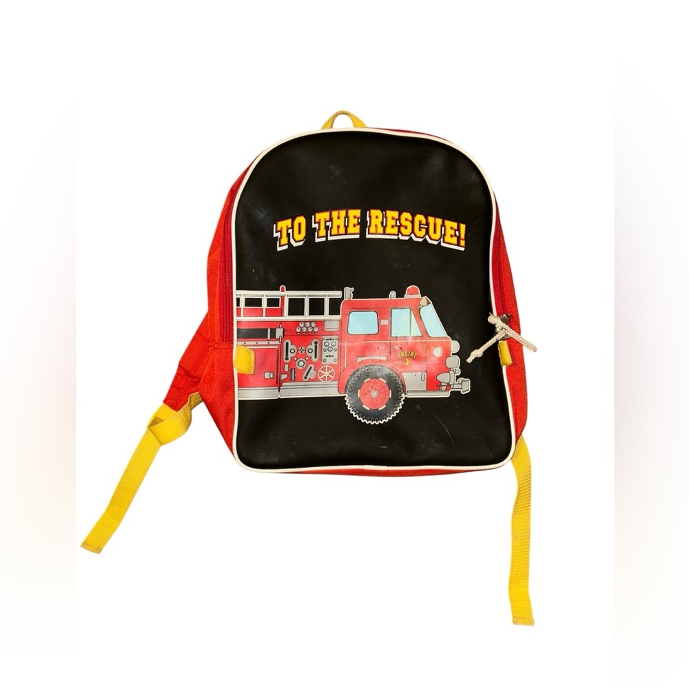 Kinder Scholar Backpack for boys Red and Yellow Fire Truck Adventure Backpack 🎒